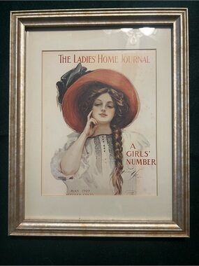 The Ladies Home Journal Vintage Cover Art Print - Rust Hat, Cream Dress